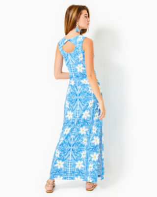 Shop Lilly Pulitzer Noelle Maxi Dress In Lunar Blue My Flutter Half Engineered Knit Maxi Dre