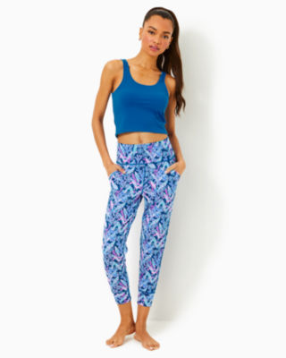 UPF 50+ Luxletic 25" Island High Rise Crop Jogger, Barton Blue Star Gazing, large - Lilly Pulitzer