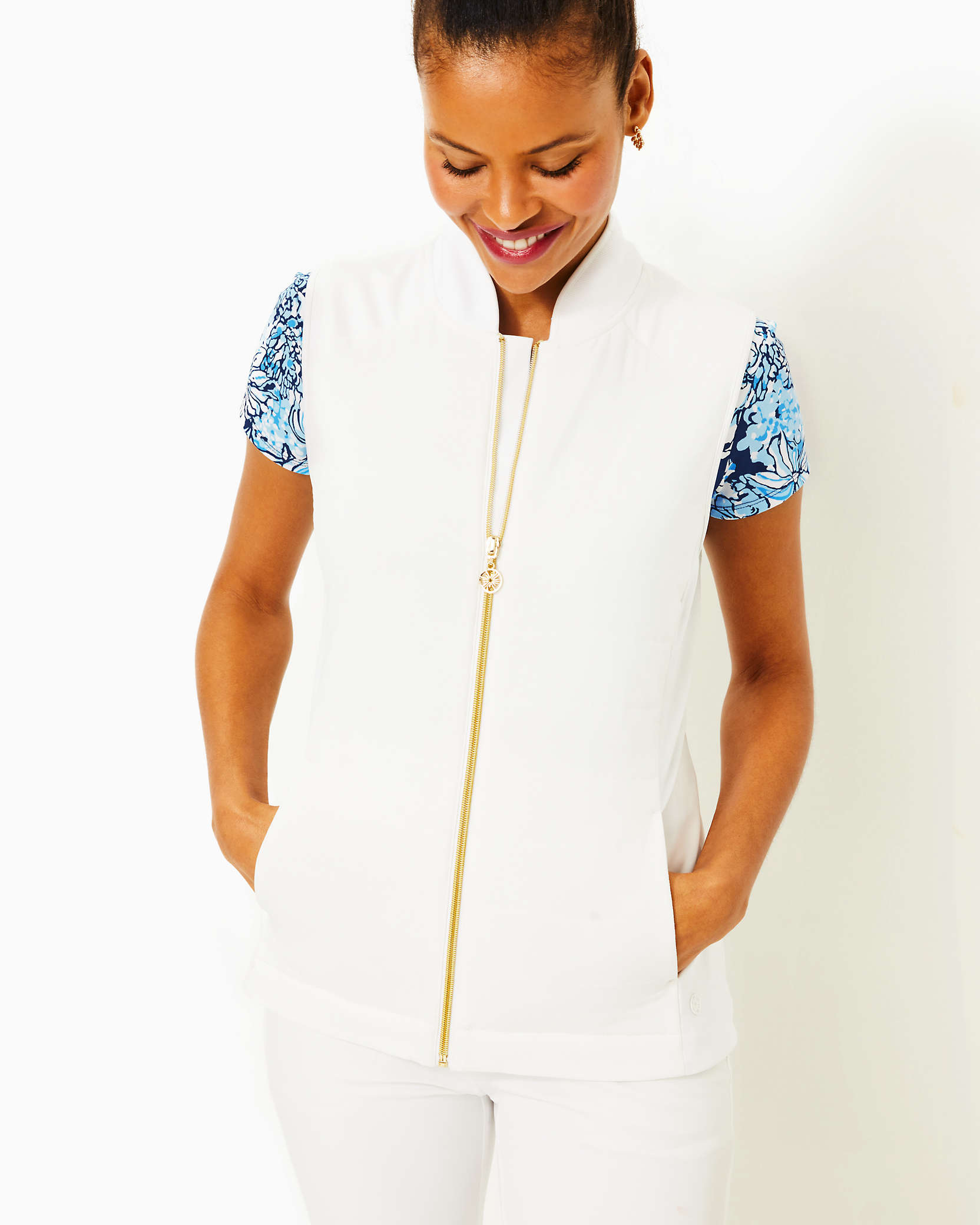 Shop Lilly Pulitzer Luxletic Kimberline Hybrid Vest In Resort White