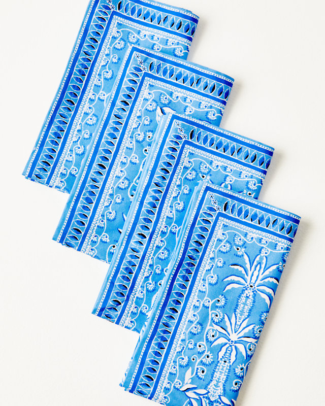 Printed Square Dinner Napkin, Abaco Blue Have It Both Rays Engineered Napkin, large - Lilly Pulitzer