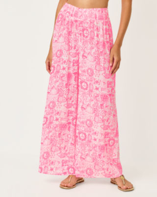 30" Enzo Cotton Cover-Up Pant, Cherry Blossom Pink Lil Fleur De Lilly, large image 2