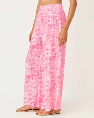 30" Enzo Cotton Cover-Up Pant, Cherry Blossom Pink Lil Fleur De Lilly, large image 3