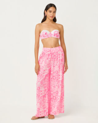 30" Enzo Cotton Cover-Up Pant, Cherry Blossom Pink Lil Fleur De Lilly, large image 4