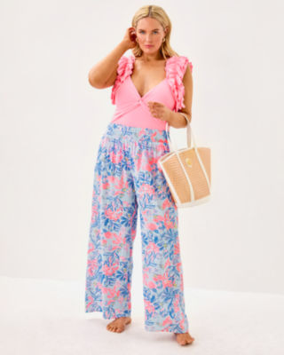 30" Enzo Cotton Cover-Up Pant, Multi Elephant Splash, large image 5