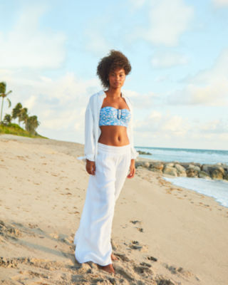 Lilly Pulitzer 30" Enzo Cotton Cover-up Pant In Resort White