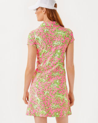 UPF 50+ Luxletic Frida Scallop Polo Dress, Rousseau Pink Mane Character Energy, large image 1