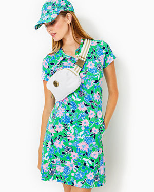 UPF 50+ Luxletic Frida Scallop Polo Dress, Spearmint Golf Till You Drop, large image number null