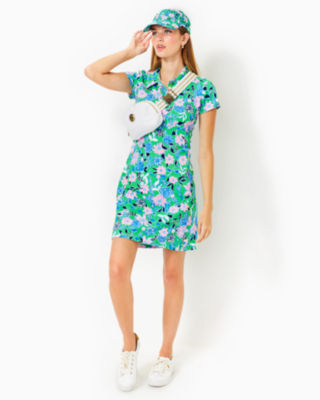 Shop Lilly Pulitzer Upf 50+ Luxletic Frida Scallop Polo Dress In Spearmint Golf Till You Drop