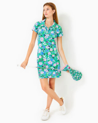 Shop Lilly Pulitzer Upf 50+ Luxletic Frida Scallop Polo Dress In Spearmint Golf Till You Drop