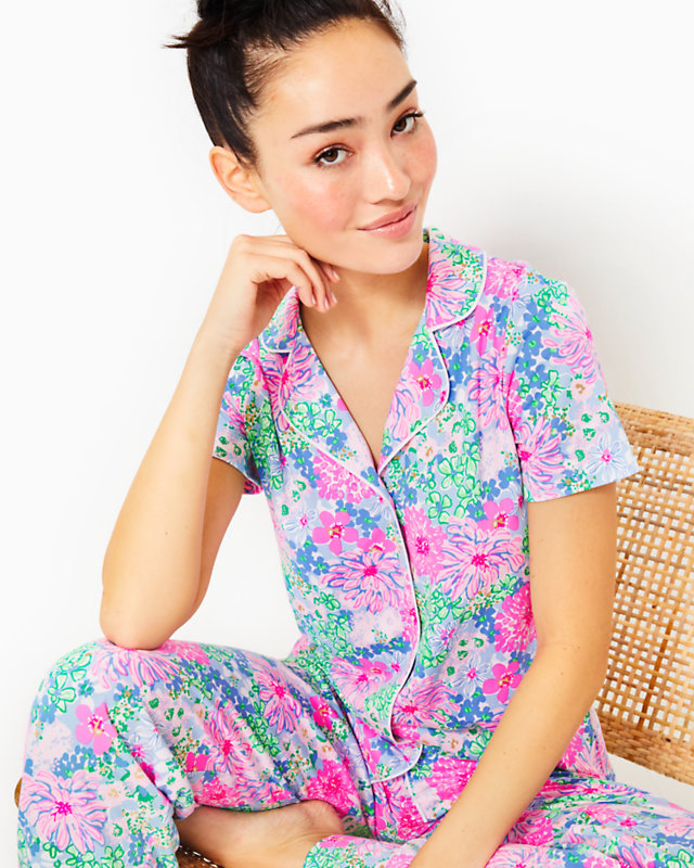 Pajama Button-Up Top, Multi Lil Soiree All Day, large - Lilly Pulitzer