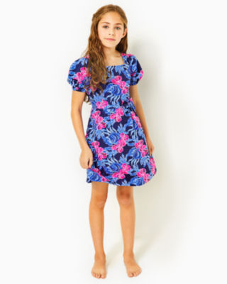 Lilly Pulitzer Girls Alannah Cotton Dress In Low Tide Navy Its Ofishell ...