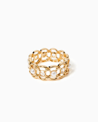Shop Lilly Pulitzer Pink Palms Cuff Bracelet In Gold Metallic
