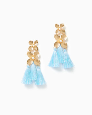 Via Flora Tassel Earrings, Hydra Blue, large - Lilly Pulitzer