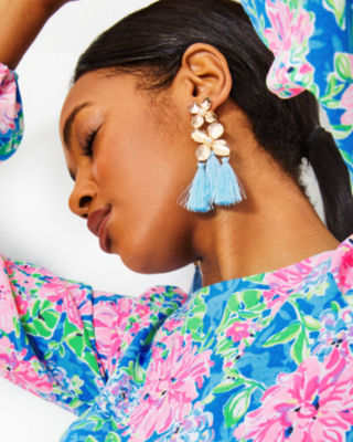 Shop Lilly Pulitzer Via Flora Tassel Earrings In Hydra Blue