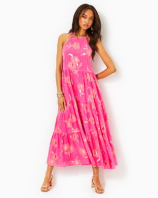 Lilly pulitzer kelsea 2024 silk maxi dress