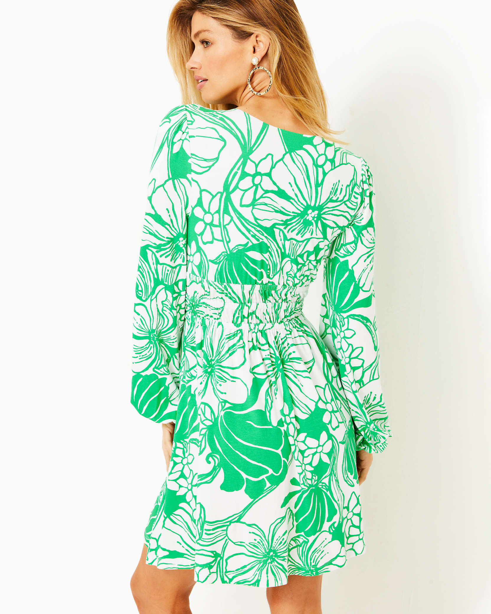 Shop Lilly Pulitzer Calla Long Sleeve V-neck Dress In Spearmint Oversized Kiss My Tulips