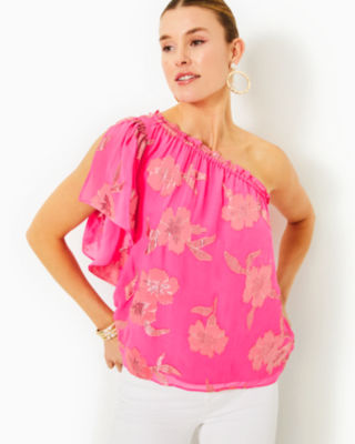 Saraleigh One-Shoulder Top, , large - Lilly Pulitzer