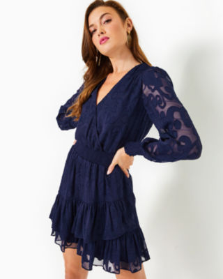 Navy Lace Party Dress, Cute Navy Juniors Dress Online Lily Boutique