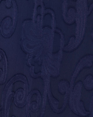 Cristiana Long Sleeve Dress, True Navy Poly Crepe Swirl Clip, large image undefined