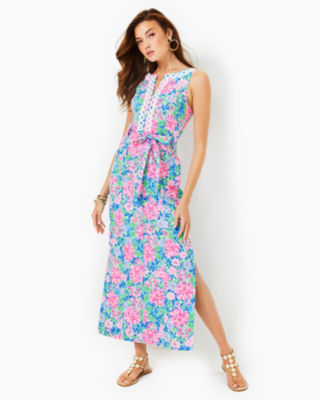 Estonished Floral Printed Cotton Maxi Dress With Adjustable Straps