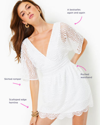 Parigi Skort Romper, Resort White Scalloped Shell Lace, large image undefined