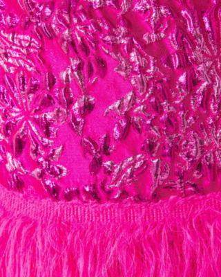 Charmain Mini Skirt, Passion Fruit Pink Petal Party Metallic Brocade, large image 5