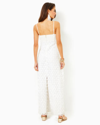 Gillian Lace Maxi Slip Dress, Resort White Butterfly Garden 3d Lace, large image undefined