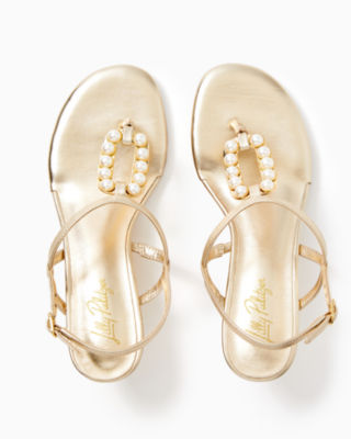 Shop Lilly Pulitzer Good As Gold Pearl Wedge In Gold Metallic