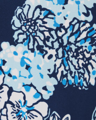 Shop Lilly Pulitzer Farren Silk Top In Low Tide Navy Bouquet All Day