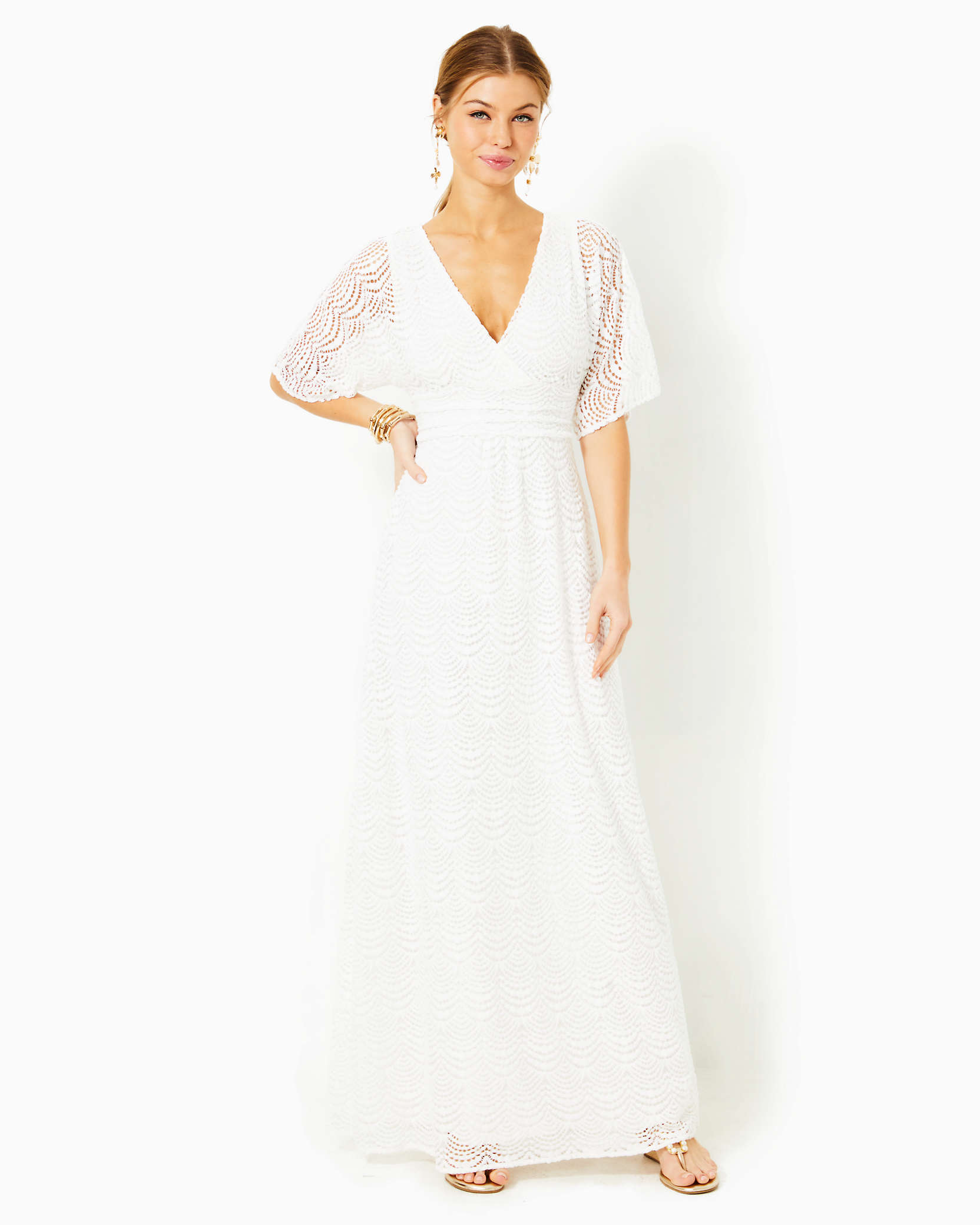 Shop Lilly Pulitzer Parigi Lace Maxi Dress In Resort White Scalloped Shell Lace
