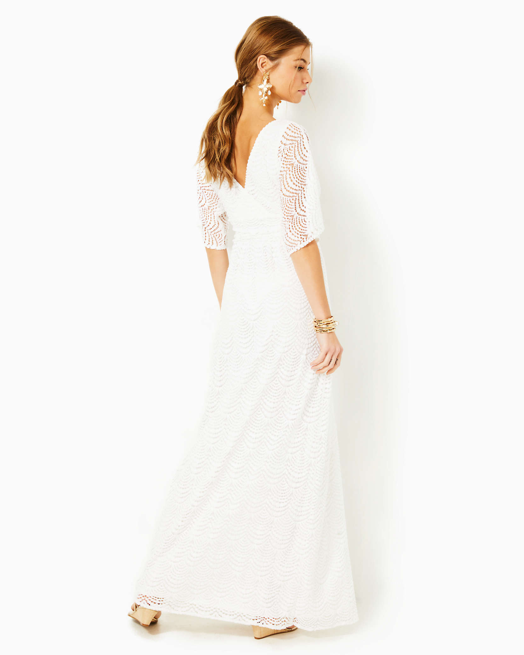 Shop Lilly Pulitzer Parigi Lace Maxi Dress In Resort White Scalloped Shell Lace