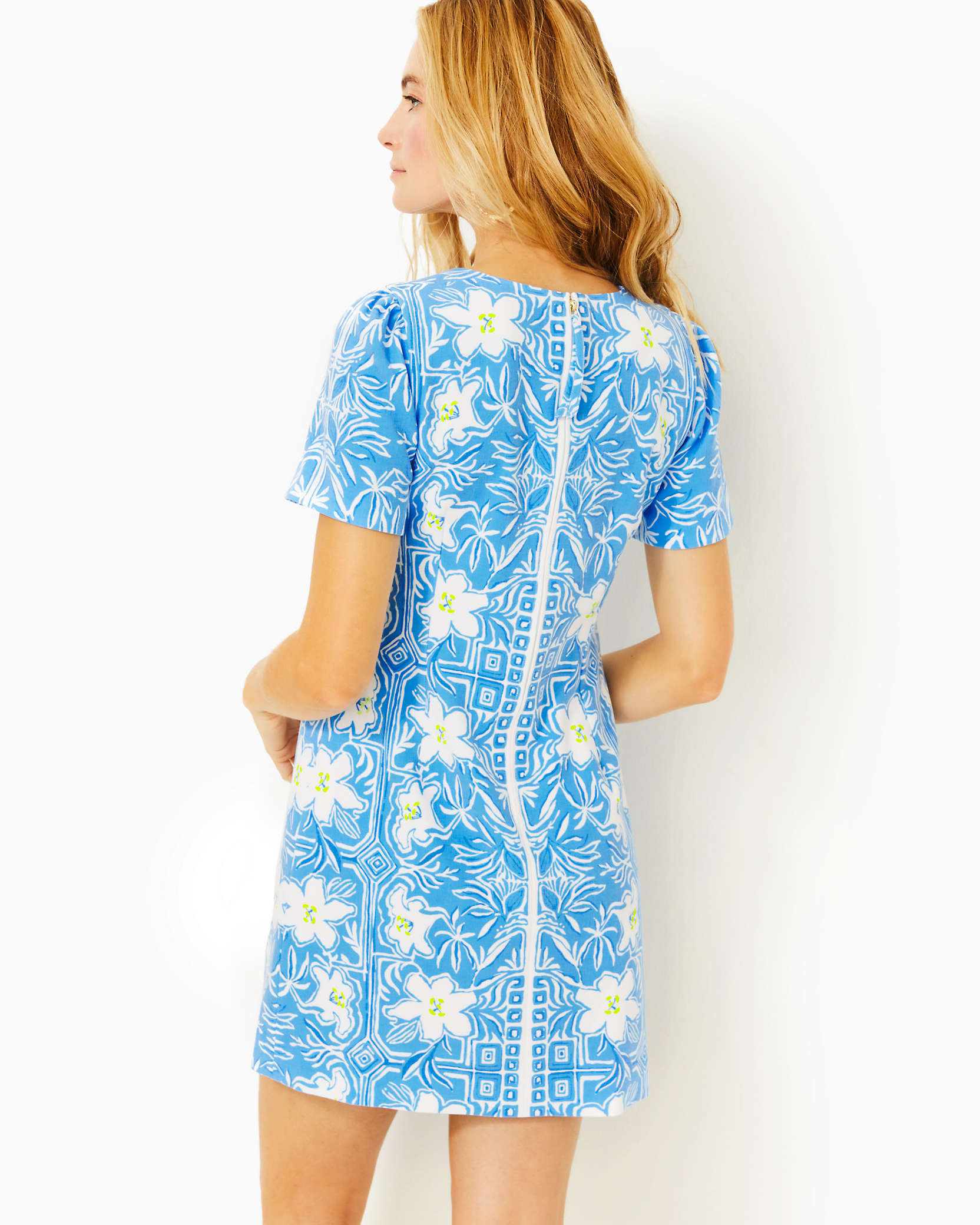 Shop Lilly Pulitzer Dixey Shift Dress In Lunar Blue My Flutter Half Engineered Woven Dress