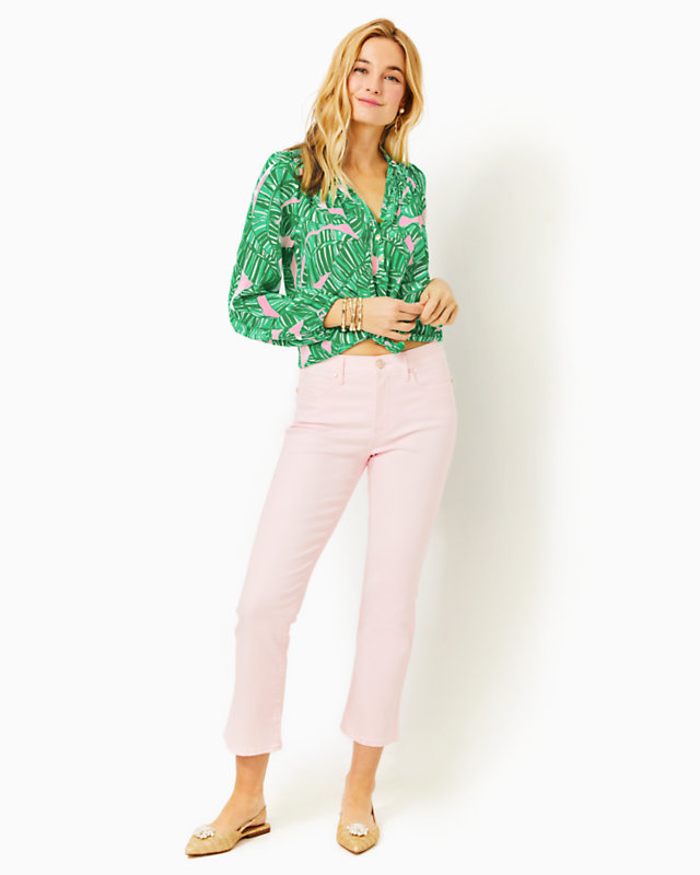 27" Annet High Rise Crop Flare Pant, Misty Pink, large - Lilly Pulitzer