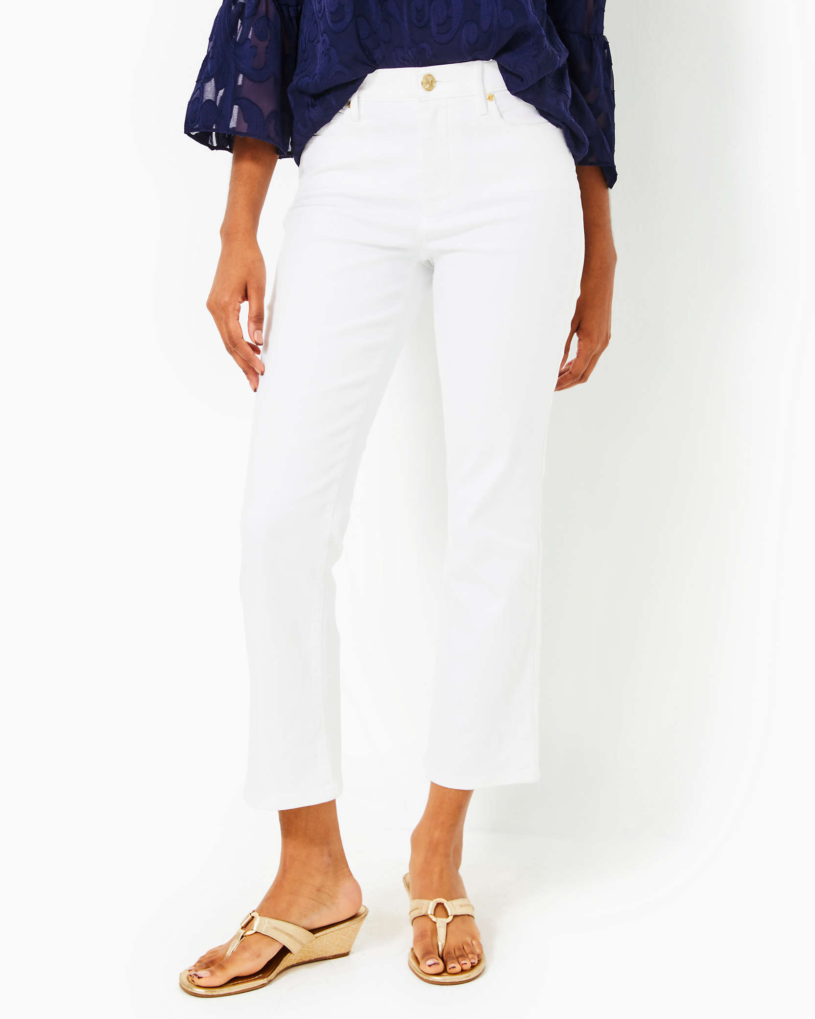 Shop Lilly Pulitzer 27" Annet High Rise Crop Flare Pant In Resort White