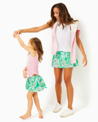 Shop Lilly Pulitzer Upf 50+ Girls Mini Bacio Skort In Spearmint Blossom Views