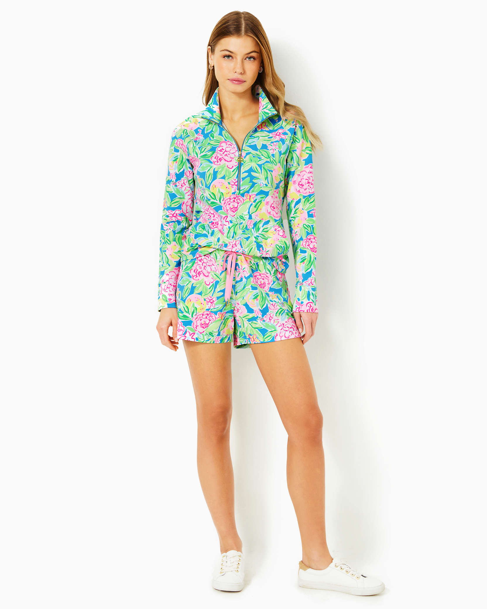 Shop Lilly Pulitzer 4" Loxley Knit Short In Multi Grove Garden