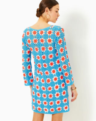 Miabella Crochet Dress, Lunar Blue Floral Crochet, large image 1 - Lilly Pulitzer
