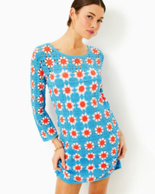 Miabella Crochet Dress, Lunar Blue Floral Crochet, large image 2 - Lilly Pulitzer