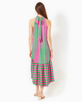 Steph Halter Midi Dress, Roxie Pink X Spearmint Wide Stripe, large image undefined