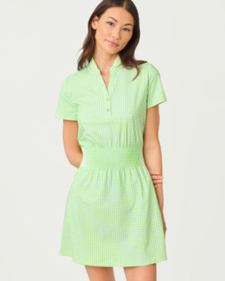 UPF 50+ Luxletic Love Active Dress, Pistachio Macaron Lil Check It Gingham, large