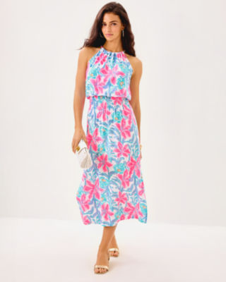 Gracelyn Halter Midi Dress, Multi Beachside Haven, large