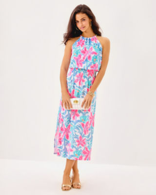 Gracelyn Halter Midi Dress, Multi Beachside Haven, large image 2