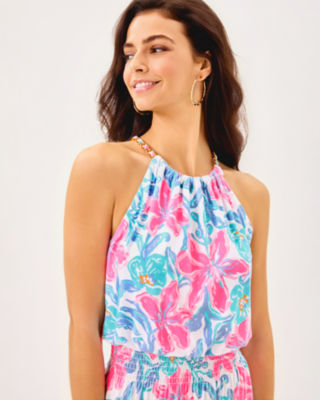Gracelyn Halter Midi Dress, Multi Beachside Haven, large image 4