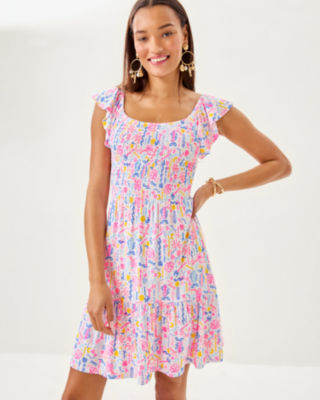 Jilly Smocked Dress, Multi Summer Serenade, large