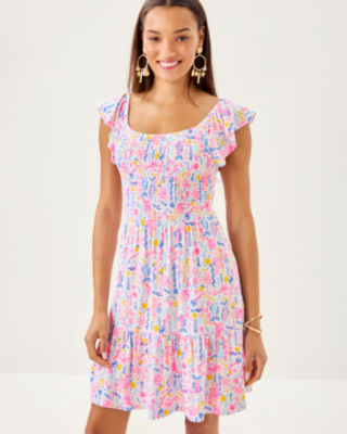 Jilly Smocked Dress, Multi Summer Serenade, large image 2