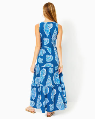 Shop Lilly Pulitzer Sydnee Maxi Dress In Barton Blue Shell Of A Good Time Oversized