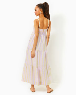 Javanne Linen Maxi Dress, Lilac Opal Island Secrets Stripe, large image 1 - Lilly Pulitzer