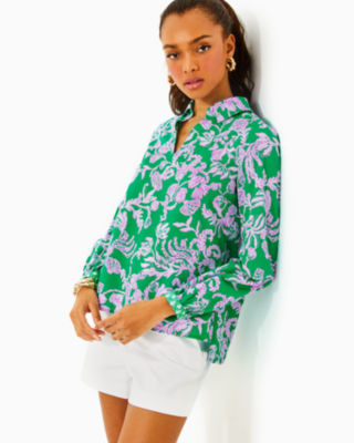 Jae Tunic, Brazilian Green Salty Sandbar Engineered Tunic, large - Lilly Pulitzer