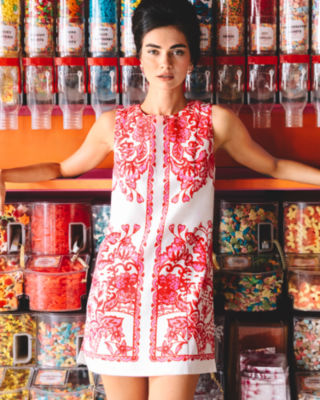 Sadie Shift Romper, Coconut Spicy Socialite Engineered Romper, large