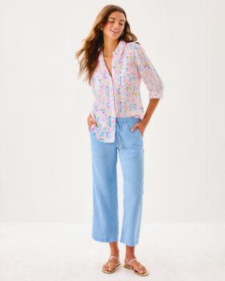 27" Brawley Linen Crop Pant, Jacaranda Blue, large